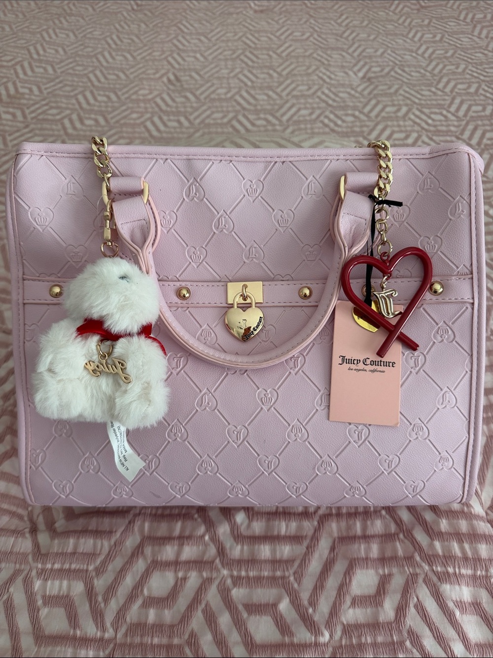 Juicy Couture Light Pink Tote with Heart Charm